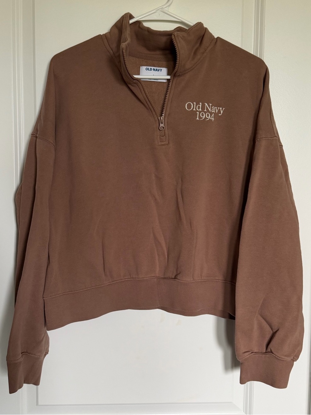 Old Navy Brown Quarter-Zip Cowl Sweatshirt